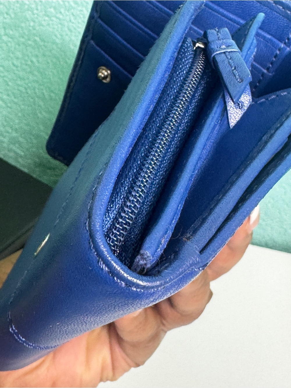 Coach Women's Blue Leather Compact Wallet - Picture 9 of 12